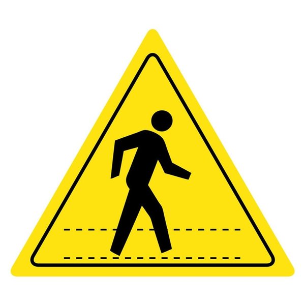 5S Supplies Pedestrian Crossing Floor Sign 36in Diameter Non Slip Floor Sign FS-TRPEDDS-36